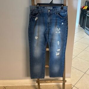 Men's Distressed Blue Jeans 34x32